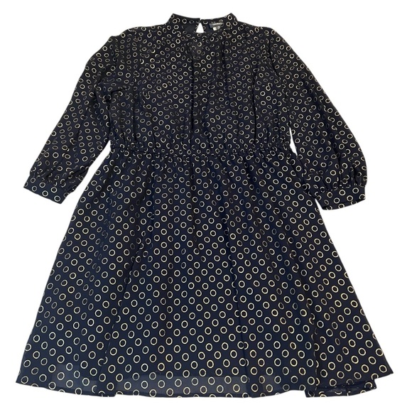Modcloth Dresses & Skirts - ModCloth 1X Navy Blouson Dress with Gold Ring Accents – Boho Elegant